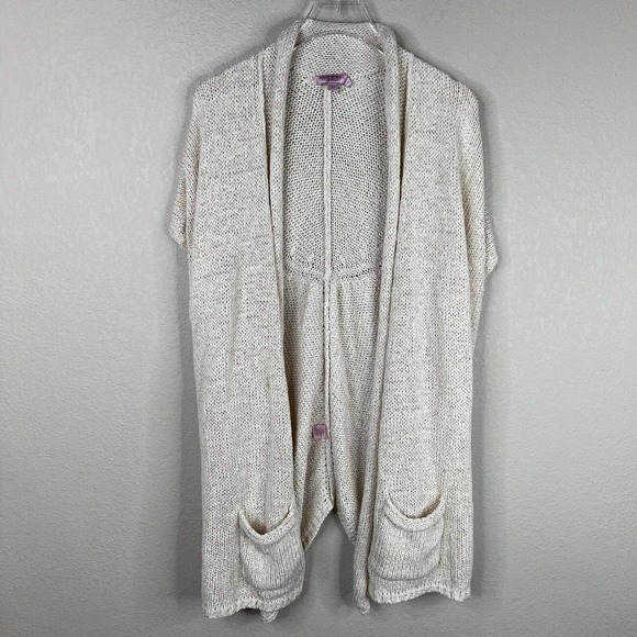 Calypso‎ Women Cream Etain Sweater Coastal Grandma Knit Open Cardigan Size 1 - Picture 1 of 10